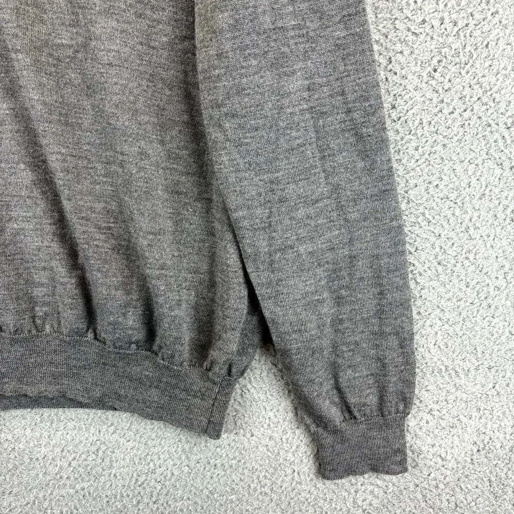 Mens Merino Wool Sweater XXL Gray Kurt Cobain Grandpacore Academia Preppy